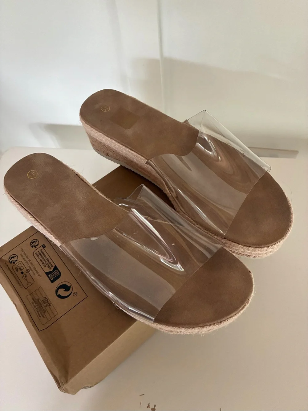 Clear Strap Espadrilles Platform Slide Sandals